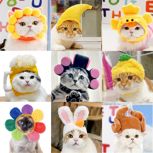 KFX-7520957 Adorable Sunflower Cat Headdress Wig for Pets - Cute Dress-Up Hat for Halloween and Seasonal Celebrations