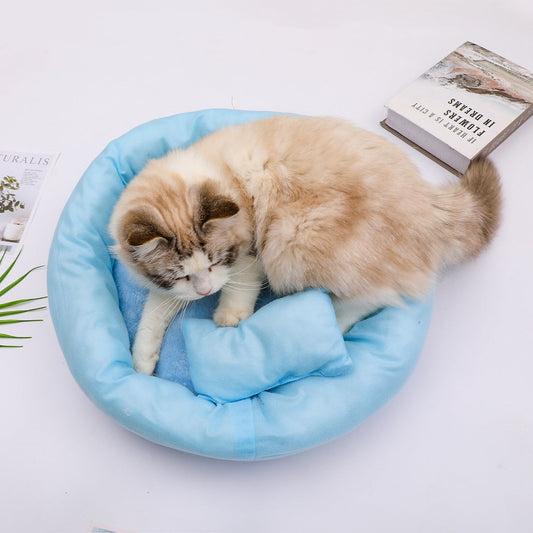 KFX-7522237 Cozy Egg Tart Cat Nest for Winter | Plush, Versatile Design in Gray, Pink, Blue