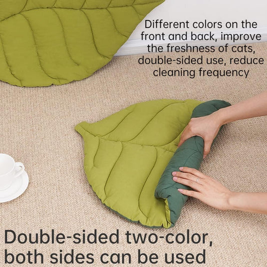 KFX-7523645 Leaf-Shaped Cat Mattress Nest - Double-Sided Warm and Comfortable Pad for Cats and Dogs