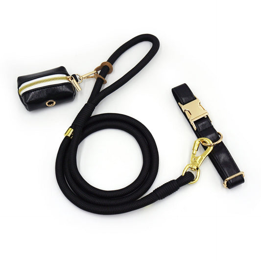KFX-7531581 Handwoven Leather Dog Leash - Strong, Round Rope in Various Colors