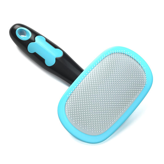 KFX-7533373 Pet Grooming Brush for Dogs and Cats - Stainless Steel Bristles, Comfort Grip Handle, Easy Cleaning, Long and Short Hair