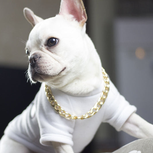 KFX-7533885 Stylish Metal Pet Necklace in Silver or Gold - Adjustable Sizes for Neck Circumferences Up to 50cm