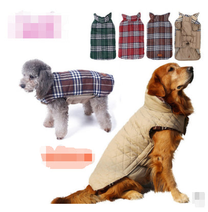 KFX-7536061 Reversible Waterproof Lattice Pet Dog Jacket – Stylish and Functional Dog Clothes in Multiple Colors and Sizes
