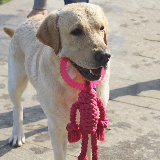 KFX-7569469 Interactive Knot Dog Toy - Hemp Rope & TPR Chewable, 45x30x4.6cm