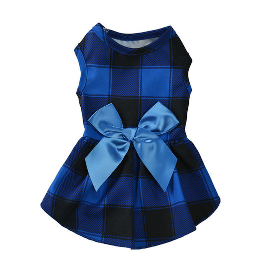 KFX-7571005 Casual Thin PET Bow Plaid Clothes for Pets in Red, Green, and Blue Plaids - Multiple Sizes Available