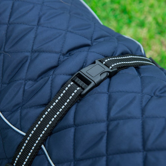 KFX-7574845 Adjustable Cotton Jacket for Pets in Red and Navy Blue