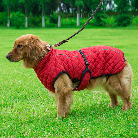 KFX-7574845 Adjustable Cotton Jacket for Pets in Red and Navy Blue