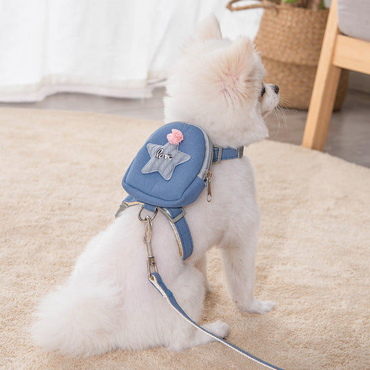 KFX-7579965 Stylish Polyester Dog Leash and Vest Harness Set in Multiple Star Colors