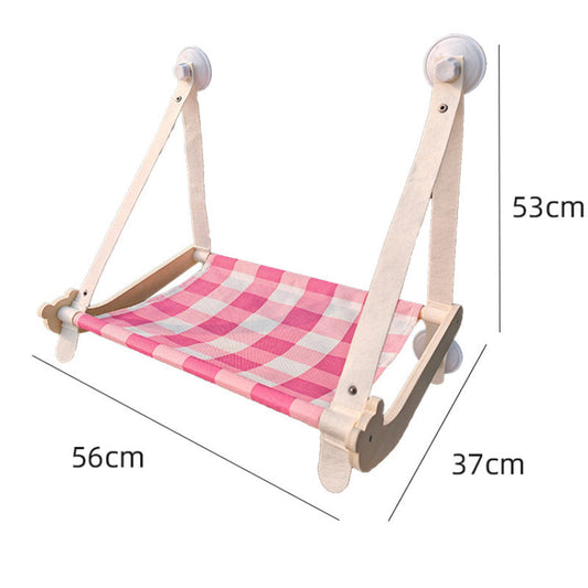 KFX-7583421 Durable Wooden Cat Window Hammock Bed with Stable Suction Cup Design