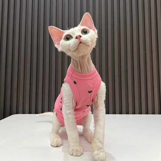 KFX-7586493 Comfortable Summer Bellyband Vest for Pets in Pink or Yellow Heart Design