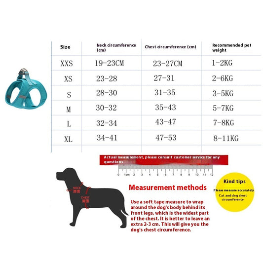 KFX-7587389 Vest-style Slip Rope Leash for Cats - Adjustable Mesh Harness with Hand Rope in Multiple Colors and Sizes