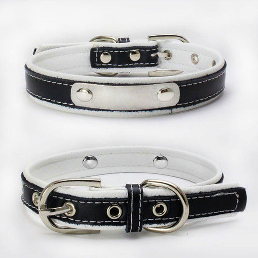 KFX-7587901 Double Leather Dog Collar with Backing, Adjustable Sizes, Various Colors
