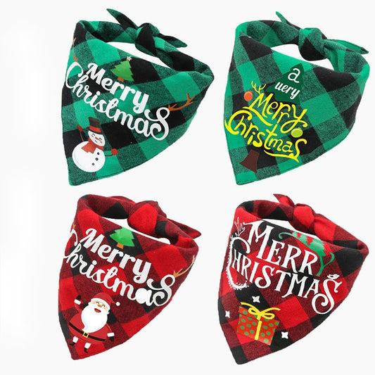 KFX-7592253 Reversible Double-Layer Pet Triangle Scarf with Saliva Towel Feature - Available in Multiple Colors and Sizes