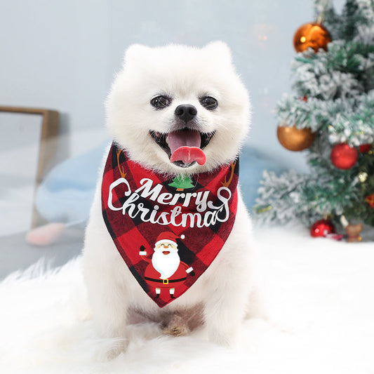 KFX-7592253 Reversible Double-Layer Pet Triangle Scarf with Saliva Towel Feature - Available in Multiple Colors and Sizes