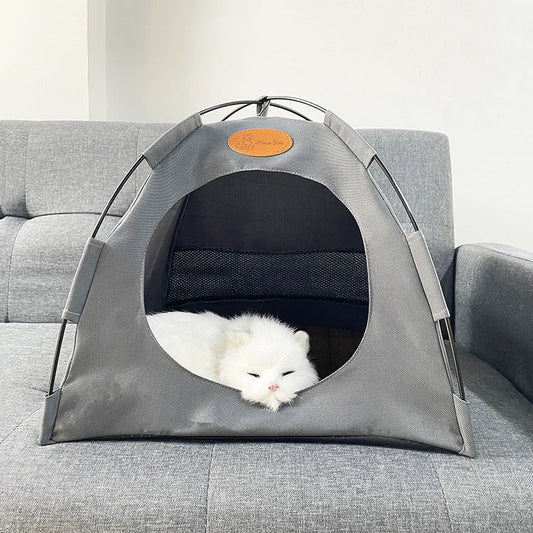 KFX-7596477 Foldable Outdoor Canvas Tent for Cats - Available in Off White, Gray, Coffee, Two Sizes