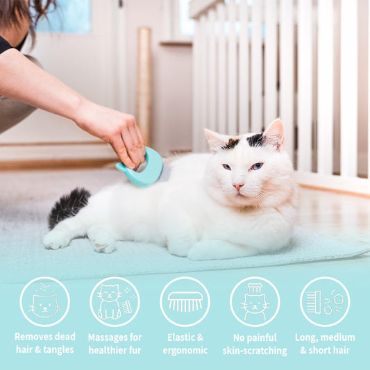 KFX-7598909 Pet Grooming and Deshedding Tool for Cats, Dogs, and Bunnies - Suitable for All Hair Types, Ergonomic Design