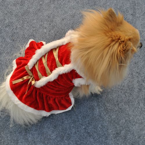 KFX-7604797 Classic Red Velvet Skirt for Pets - Casual New Year and Christmas Style