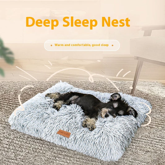KFX-7620541 Cozy Thick Warm Pet Cushion Mat for Cats and Dogs - Breathable Plush Mattress in Various Sizes