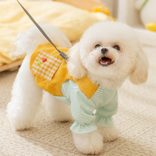 KFX-7624125 Autumn and Winter Small Animal Two-Legged Overalls in Rock Yellow Chicken and Lomi Brown Tiger