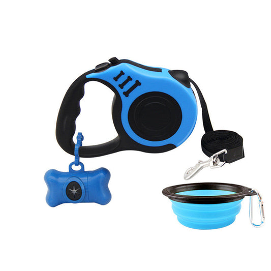 KFX-7630013 Dog Leash Towing Rope with Foldable Bowl and Waste Picker Set