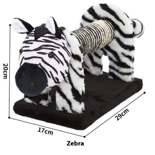 KFX-7635005 Vertical Cat Scratch Board with Natural Sisal Fiber - Fun Pillar Design for Claw Grinding in Bear, Lion, Elephant, Tiger, and Zebra Styles
