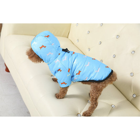 KFX-7640381 Adorable Cotton Puppy Pattern Princess Suit for Pets in Blue, Black, and Gray