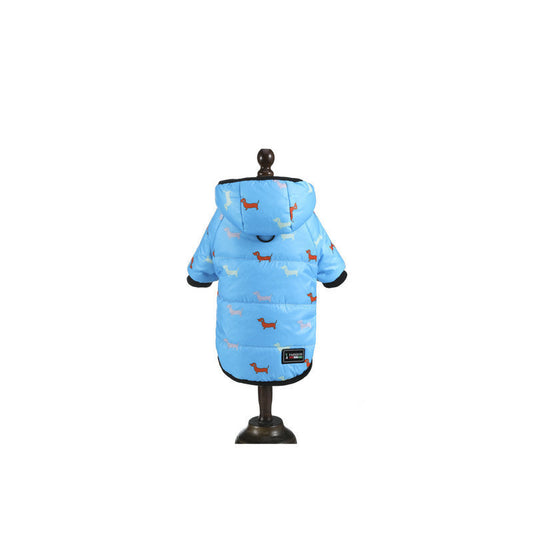 KFX-7640381 Adorable Cotton Puppy Pattern Princess Suit for Pets in Blue, Black, and Gray