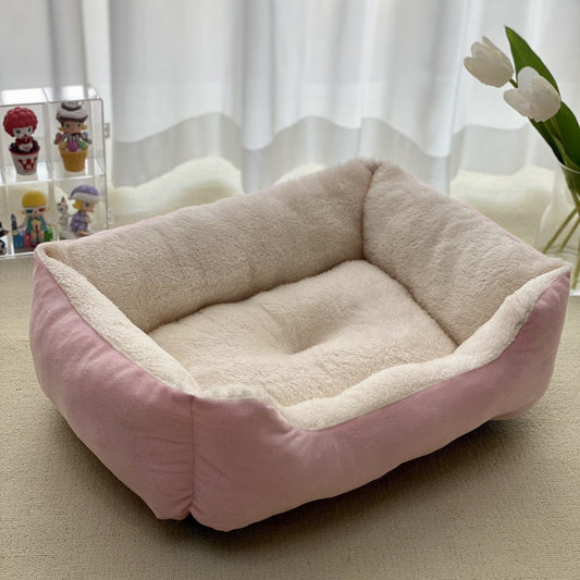 KFX-7653309 Cozy Flannel Winter Warm Pet Square Cat Nest - Multiple Sizes Available