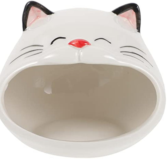 KFX-7654717 Ceramic Cat-Shaped Hamster House | Small Animal Habitat & Cooling Nest | Comfortable Hideout for Hamsters and Gerbils