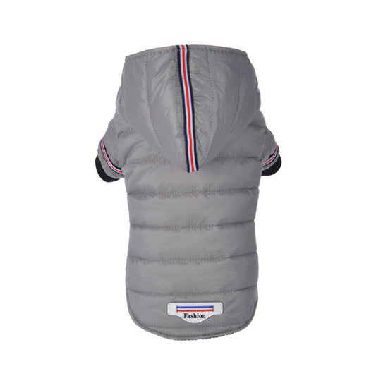 KFX-7655613 Cozy Cotton Jacket for Small Dogs - Autumn & Winter Wear in Red and Gray