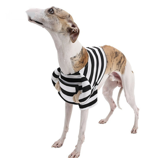 KFX-7656893 Striped Black and White Dog Halloween Costume for Pets in Various Sizes
