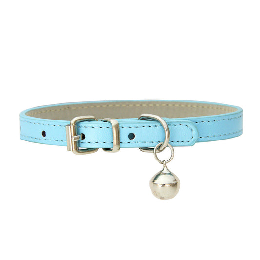 KFX-7664957 Japanese Style PU Leather Dog Collar with Bell - Multiple Colors and Sizes Available