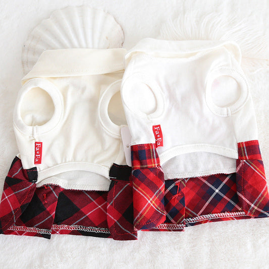 KFX-7670333 Plaid Skirt Dress for Women - Elegant England Style, Available in Red and Black, Sizes XS to XL