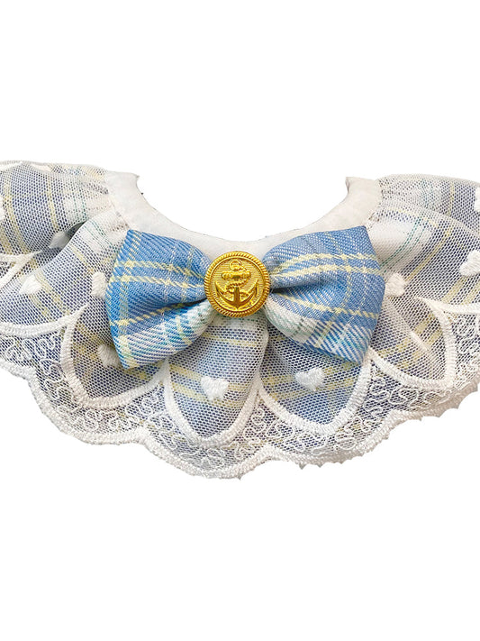 KFX-7676093 Stylish Cotton Pet Bib with Lattice Design for Dogs and Cats: Multiple Sizes Available