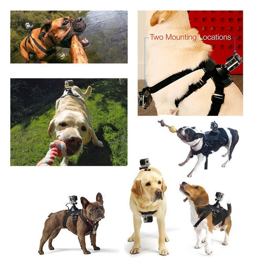 KFX-7678141 Dog Harness with Dual Camera Mounts for Chest and Back - Adjustable for 15-75 lbs Pets