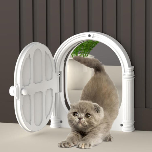 KFX-7679293 Minimalist Plastic Cat and Dog Door with Direction Control in White, Black, and Brown