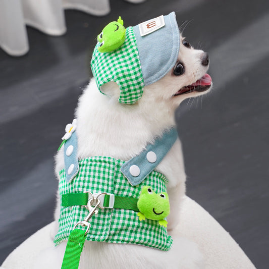 KFX-7697981 Frog and French Fries Patterned Pet Harness and Lead Rope Sets for Cats