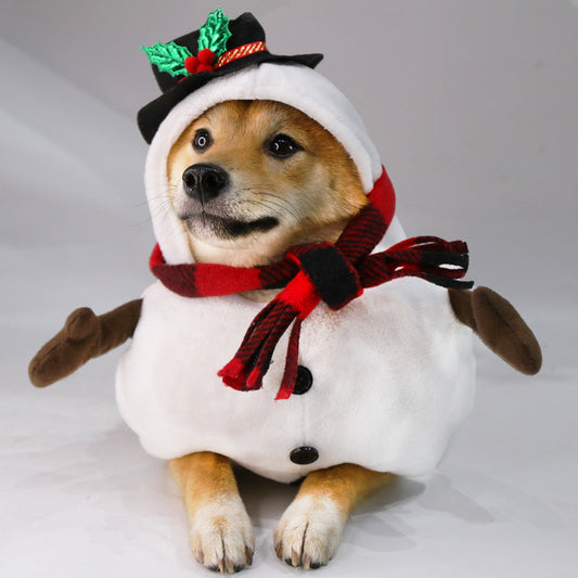 KFX-7702077 Christmas Snowman Dog and Cat Outfit for Halloween and Holiday Festivities