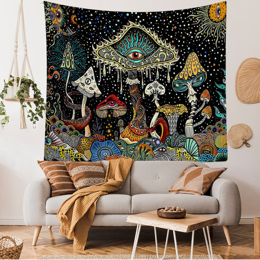 KFX-7702333 Starry Mushroom Geometric Abstract Polyester Tapestry - European Style, Machine Washable, Multiple Sizes Available