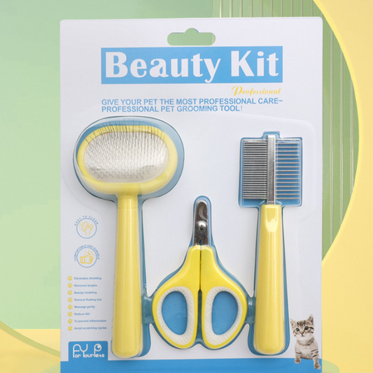 KFX-7712829 Fluffy Nail Scissors Comb for Cats and Dogs – Set of 3 Plastic Combs