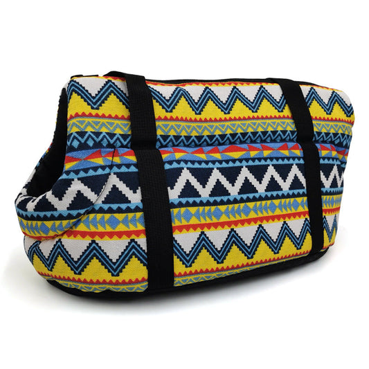KFX-7713469 Breathable Mesh Pet Backpack for Cats and Dogs - Canvas Messenger Shoulder Bag with Stripes, Available in Sizes S and L