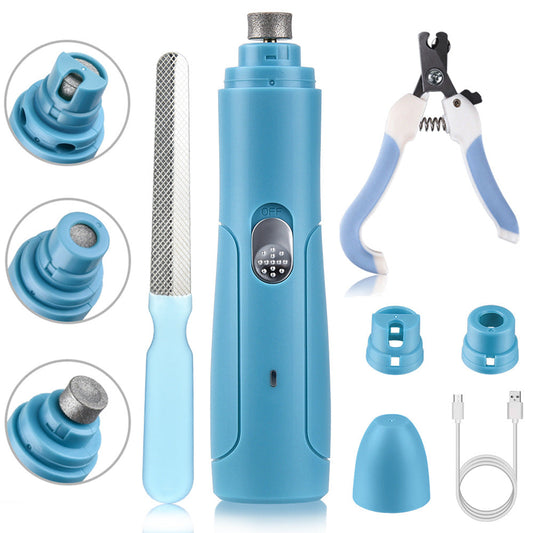 KFX-7720765 Pet Electric Nail Polisher Set with Clippers and File, USB Rechargeable, 18 Hours Runtime