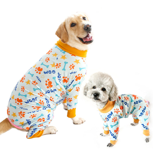 KFX-7734077 Cute Cotton Dog Jumpsuits - Four-Legged Pet Clothing in Multiple Colors and Sizes