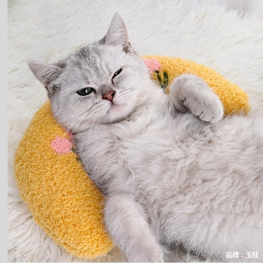 KFX-7735101 U-Shaped Cat Pillow with Catnip, Plush Sleep Aid and Cervical Support Toy in Various Colors