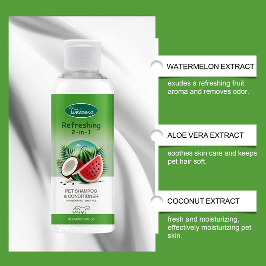 KFX-7736125 2-in-1 Pet Shampoo and Shower Gel with Watermelon and Coconut Extract, 100ml