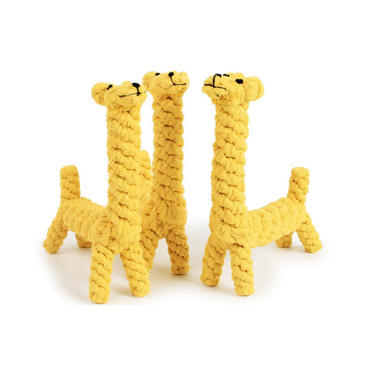 KFX-7742653 Durable Giraffe-Shaped Rope Chew Toy for Small Dogs - Promotes Dental Health and Playtime Fun