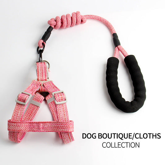 KFX-7743805 Nylon Pet Chest Traction Rope with Comfortable Handle and Metal Buckle