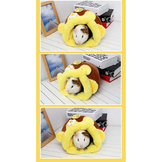 KFX-7744061 Cozy Semi-Enclosed Pet Bed Nest in Short Plush - Size S
