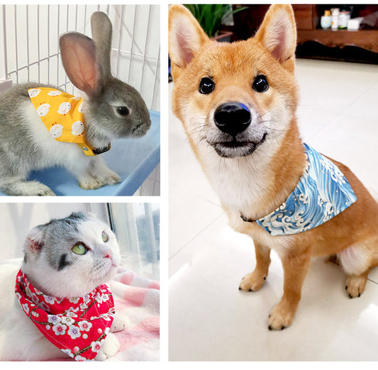 KFX-7752125 Triangle Dog Scarf and Cat Collar for Small Pets - Cute Japanese Design, Multiple Sizes Available
