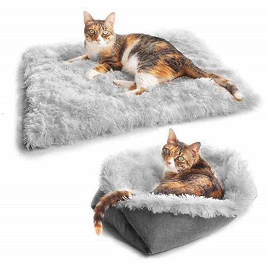 KFX-7753789 Cozy Foldable Plush Pet Bed Mat for Dogs and Cats – Warm Fleece Cushion Ideal for Winter Comfort